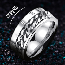 Overbearing Roman Digital Ring Mens Han version Turning Food Ring Personality Tide Man Single Ring Tail Ring Accessory Accessories