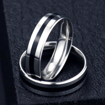 Korean version black and white titanium steel ring men single index finger ring personality tide male ring tail ring tail bully student ring