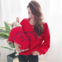 Net Red Dog Kitty New Year Clothes Autumn Winter Plus Suede Pets Pro-Teddy Fight Famous WARM sweatshirt