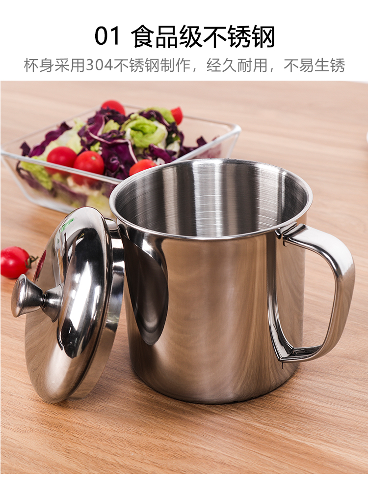 Cốc inox 304 có nắp cốc có tay cầm hộ gia đình ly nước chống vỡ cốc tách trà tách chén cốc tay cốc - Tách bình giữ nhiệt thủy tinh