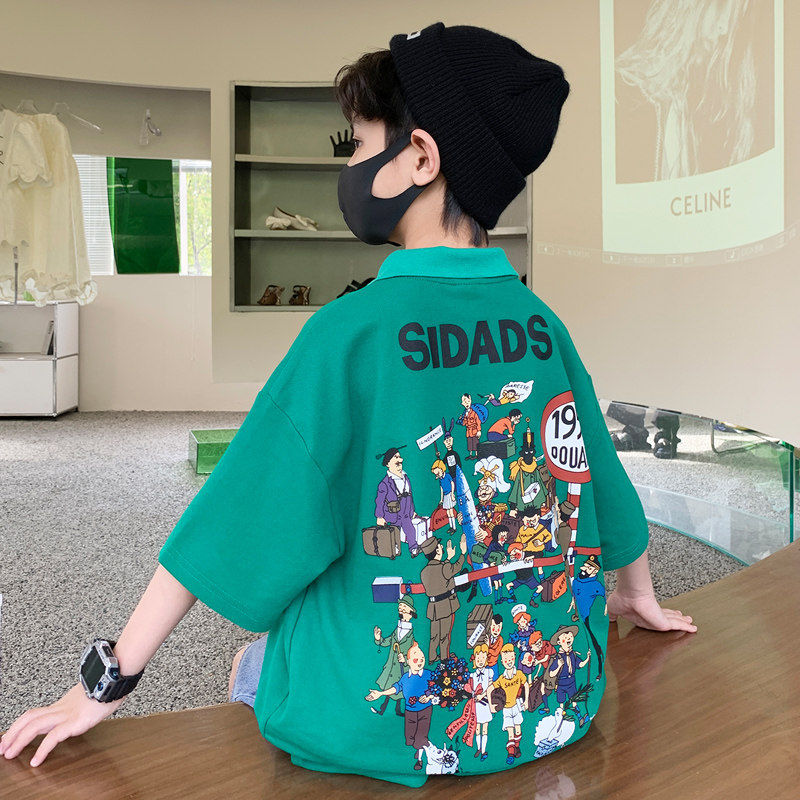 Boy Summer short sleeve Polo shirt Summer T-shirt CUHK Scout 2022 new children suit thin Tidal Fried Street flap