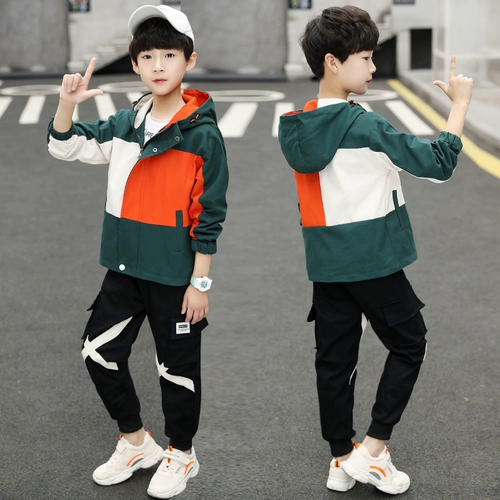 Весенний комплект для мальчиков, форма, весенняя толстовка с капюшоном, детская куртка, подходит для подростков, 2021 года, в корейском стиле, в западном стиле