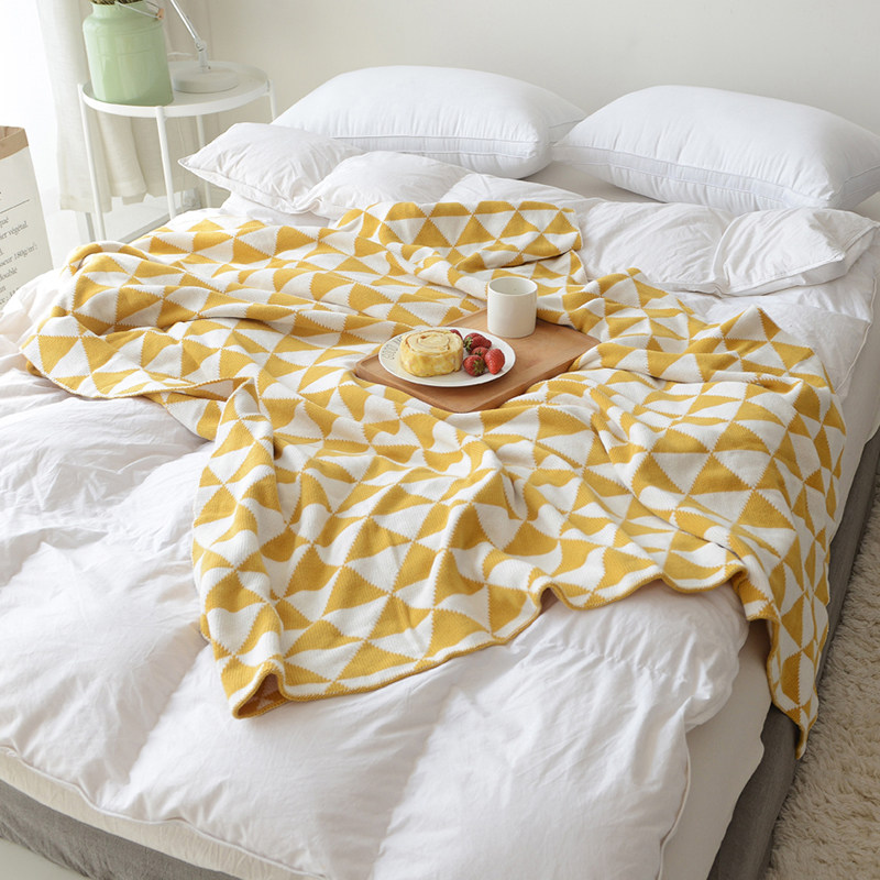 Nordic Pure Cotton Knit Wool Blanket Knitting Office Afternoon Nap Cover Blanket Leisure Small Blanket Children Towel Quilt