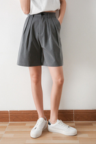 Ljia new 50% a character grey suit shorts female summer thin section 100 hitch loose sports casual mid-pants