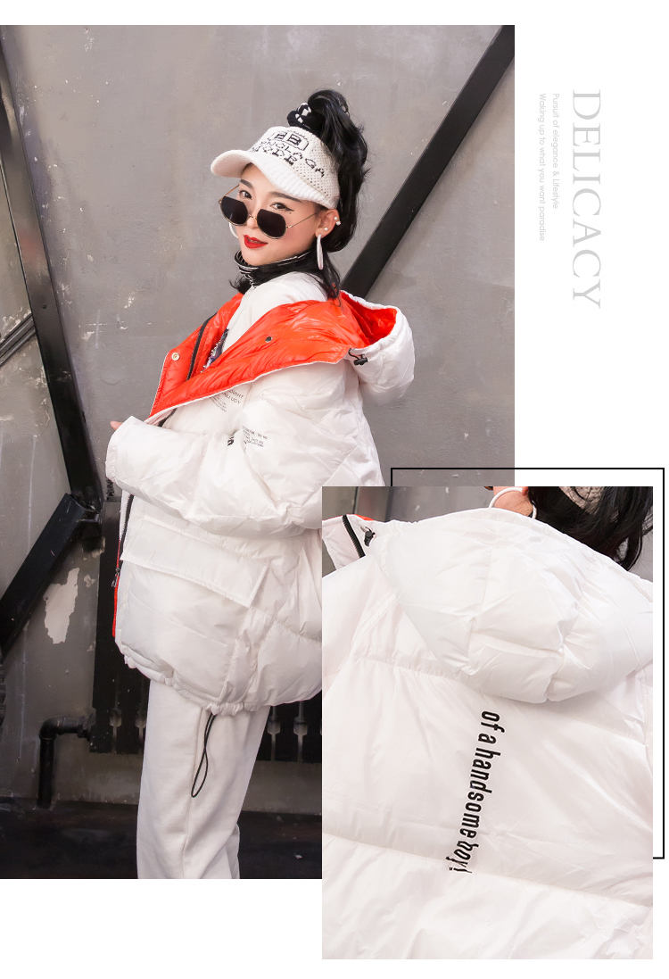 Mùa thu đông 2019 mới của phụ nữ Thời trang Hàn Quốc BF gió buông xõa cotton trùm đầu dài tay áo khoác cotton ấm áp - Bông áo phao nữ dáng suông