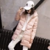Áo cotton mới 2018 mùa thu đông của Hàn Quốc Phiên bản Hàn Quốc lỏng lẻo Một phần dài của phụ nữ mang thai có khóa kéo bên hông bằng vải bông áo phao nữ cổ lông Bông