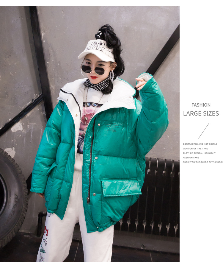 Mùa thu đông 2019 mới của phụ nữ Thời trang Hàn Quốc BF gió buông xõa cotton trùm đầu dài tay áo khoác cotton ấm áp - Bông áo phao nữ dáng suông