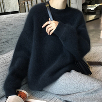 Black mink plush sweater in 2020 coat with horse hair sleeve thicker and lazy wind