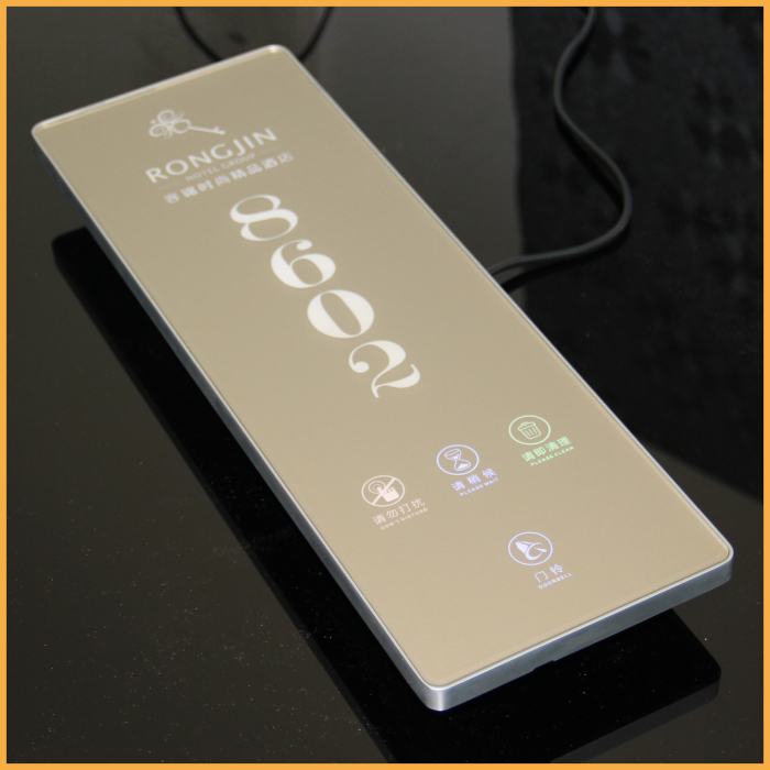 Champagne gold luxury hotel rectangular electronic door number KTV intelligent touch switch Hotel electronic door display customization