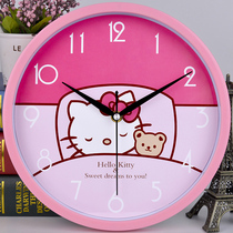 Mute fashion cartoon children clock living room bedroom wall clock kitty creative cute clock quartz clock