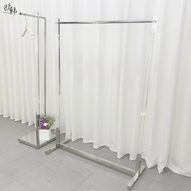 Clothing display shelves women's clothing store hanging clothes rack landing shelf crystal island frame stainless steel display rack