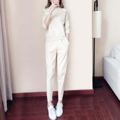 针织运动服套装女2件套