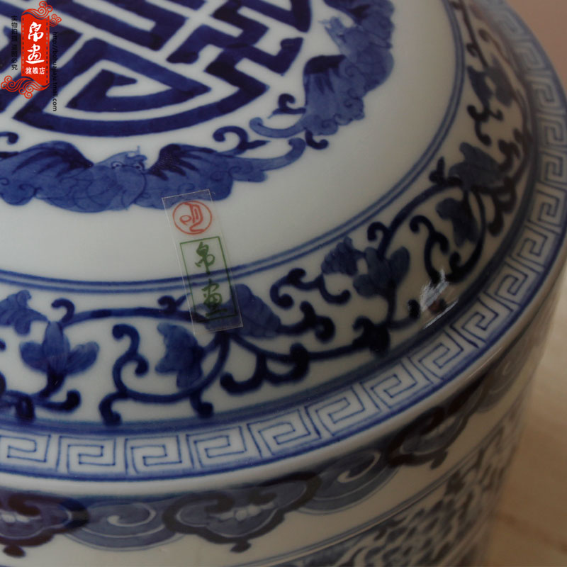 Shadow enjoy classical caddy fixings of blue and white porcelain painting | jingdezhen ceramics glaze color tea cake tin ceramic JH