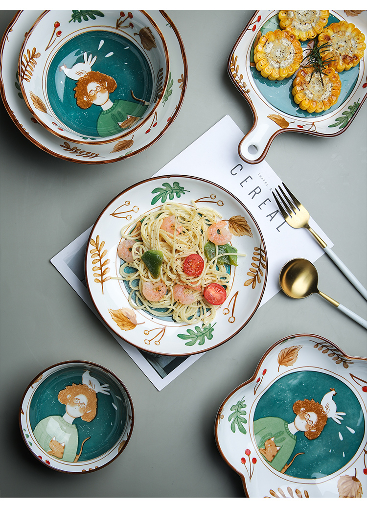Creative express cartoon ceramic tableware suit rice bowl lotus expressions using baking bowl of soup bowl the pattern of such use