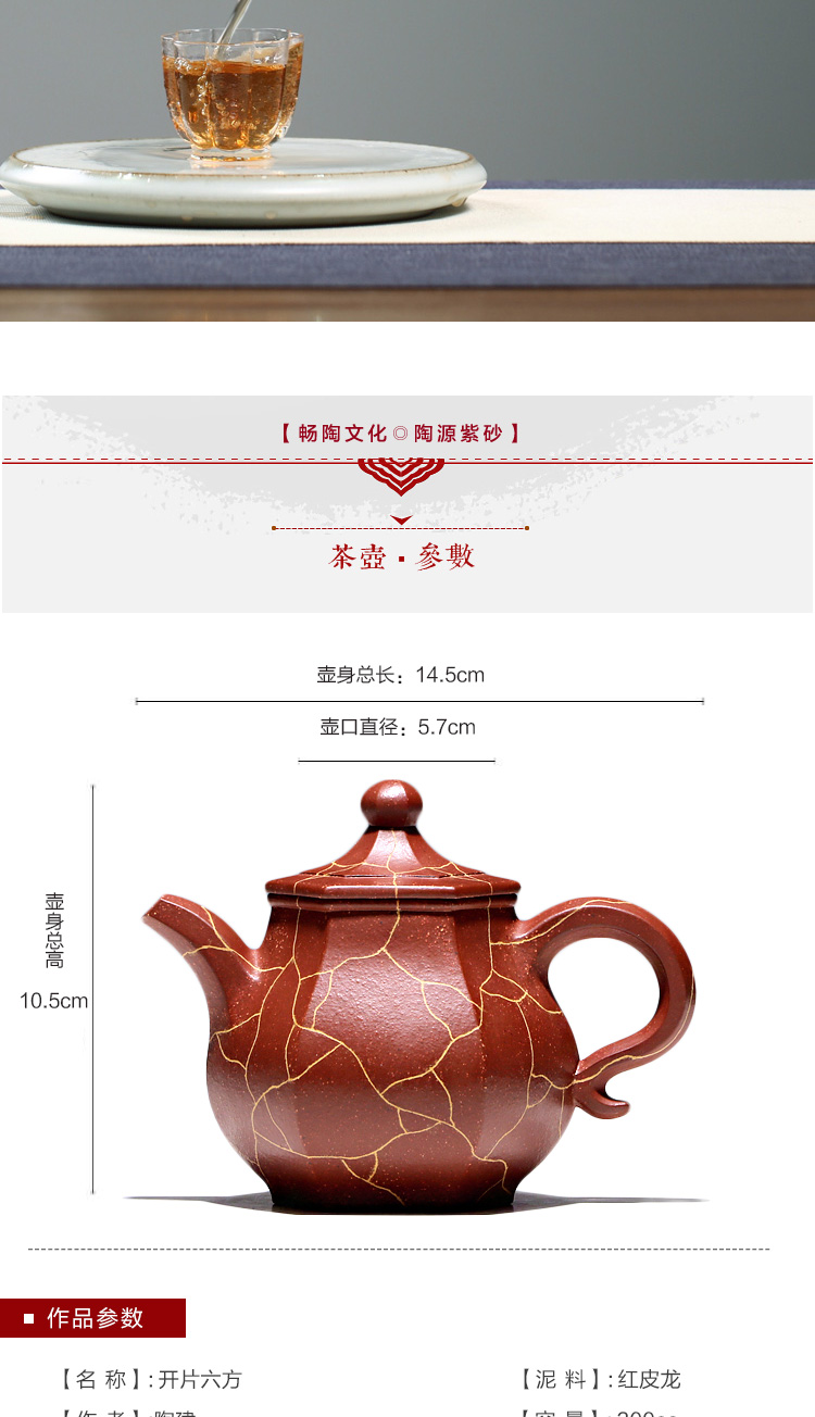 "Shadow enjoy" yixing undressed ore it TaoJianChun manual teapot tea red one dragon on the six - party 300 cc