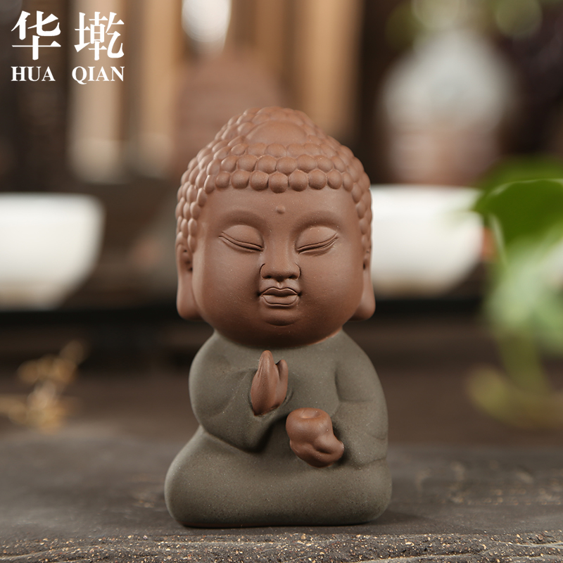 Shadow enjoy color purple sand tea pet home furnishing articles tea accessories ShaTao tea pet creative express little Buddha tea pet H