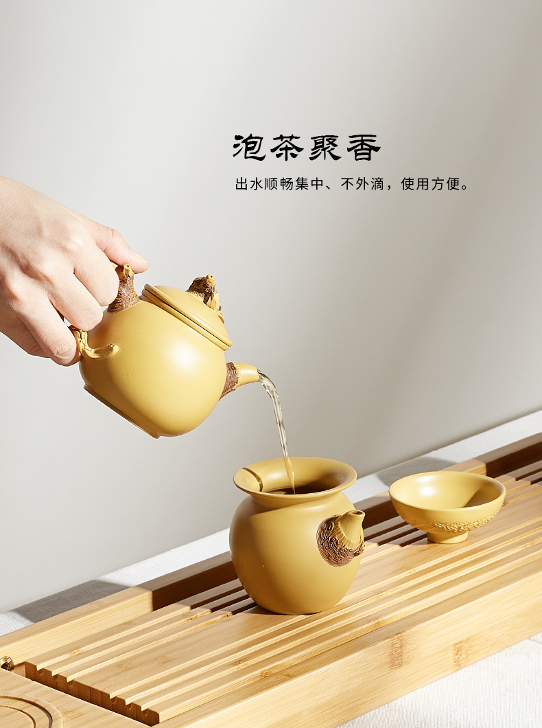 Shadow enjoy imitation wood are it Chen Dongzhu famous tea is purple sand teapot kung fu tea set piece of clay ore single pot of Y