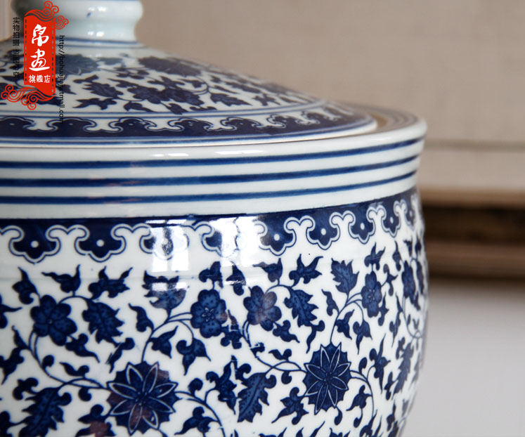 Shadow enjoy | ceramic barrel jingdezhen blue and white porcelain ceramics powder caddy fixings it furnishing articles JH