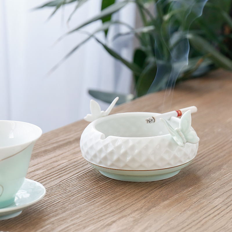 Shadow enjoy green creative large home office furniture restoring ancient ways celadon ceramic ashtray tea accessories furnishing articles YQ