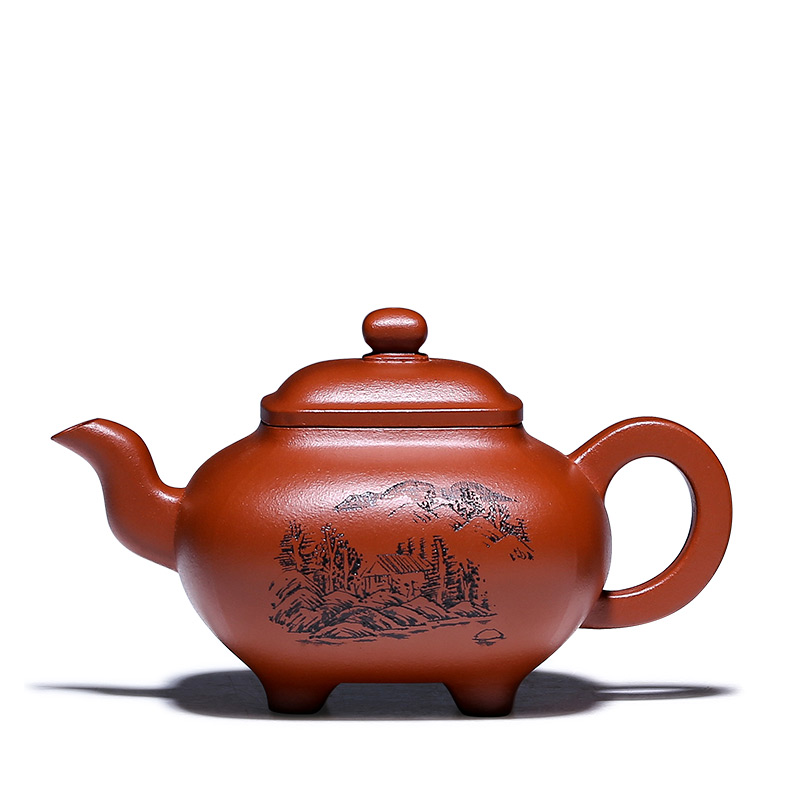 Shadow at yixing ores are it by the manual sketch square teapot small capacity zhu mud GYT furnace pot