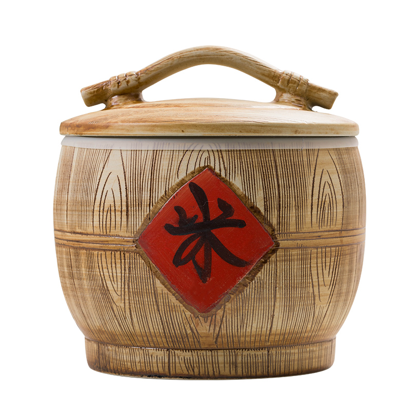 Jingdezhen ceramic barrel ricer box store meter box 10 kg20 jin to sealed with cover/household moistureproof insect - resistant rice
