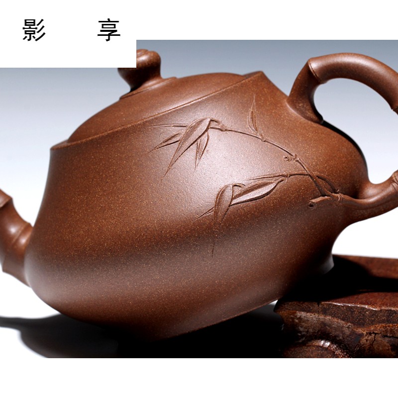 Yixing high shadow enjoy 】 【 famous xin - sheng li pure manual it the teapot old green bamboo drum 480 CCC