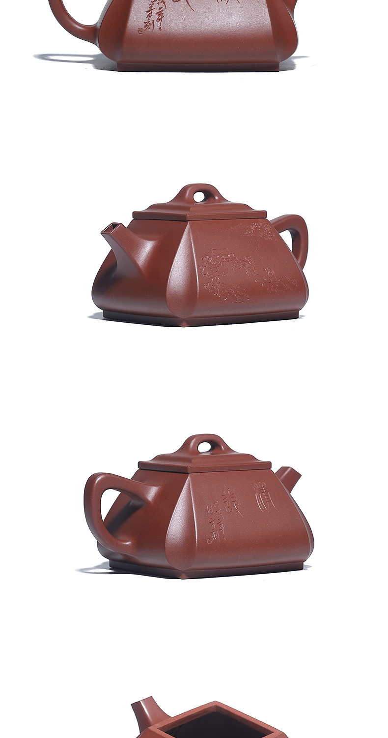 Shadow at present yixing it pure manual undressed ore bottom groove the qing four penghu - glance kung fu teapot corner stone gourd ladle
