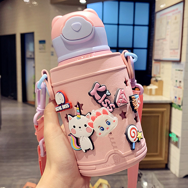 Creative Trend 316 Stainless Steel Thermos Cup Teenage Girl Kids Cute Water Cup ins With Straw Diagonal Cross Cup