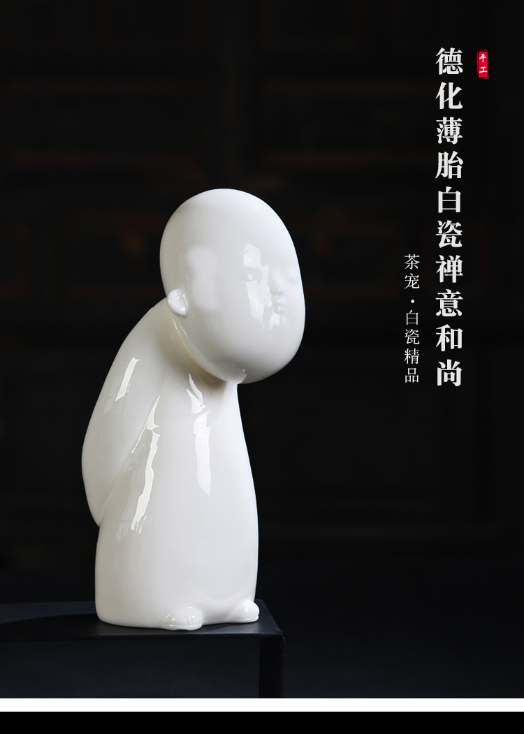 Shadow at dehua thin body white porcelain tea pet furnishing articles zen monk home decoration PCH white porcelain ceramic arts and crafts