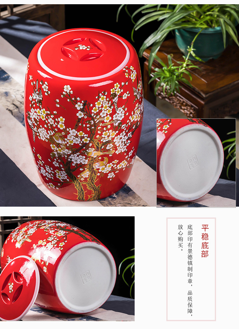 Jingdezhen ceramic barrel with cover household moistureproof insect - resistant seal storage bins 20 jins of rice storage tank 10 jins ricer box