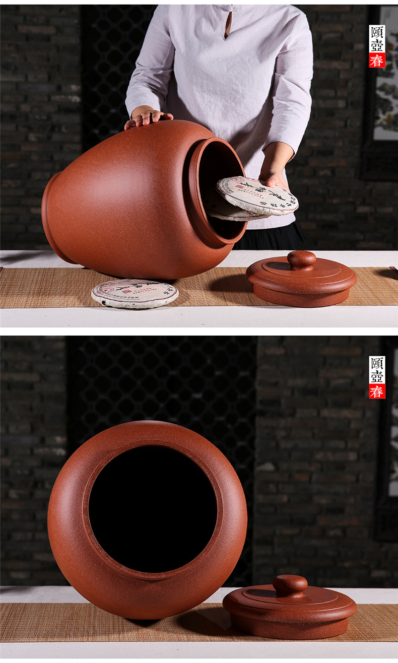 Shadow at yixing purple sand tea pot oversized tea urn undressed ore down slope mud manual pu - erh tea storage sealed jar of JH