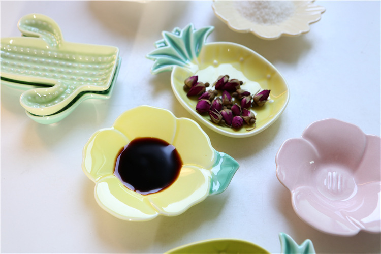 Nordic ceramic creative flavour dish flower small dishes pineapple vinegar dish of pickles sauce dish home dishes move