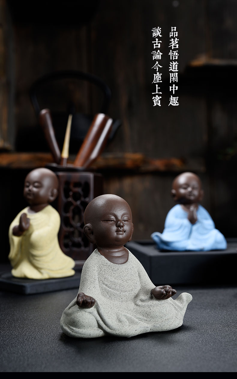 Shadow at small purple ceramic zen monk monk tea pet household act the role ofing is tasted furnishing articles play tea tea accessories JWG