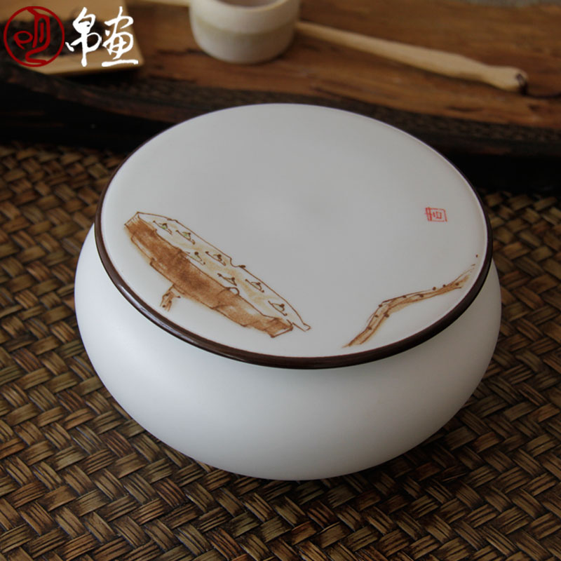 Shadow enjoy | jingdezhen manual hand - made ceramic POTS inferior smooth white demand scattered tea caddy fixings tea box of JH