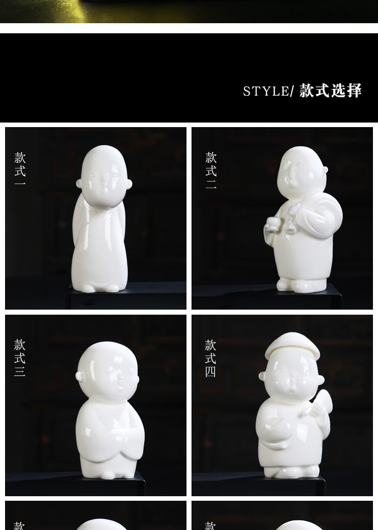 Shadow at dehua thin body white porcelain tea pet furnishing articles zen monk home decoration PCH white porcelain ceramic arts and crafts