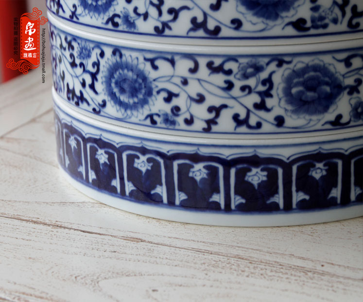 Shadow enjoy classical caddy fixings of blue and white porcelain painting | jingdezhen ceramics glaze color tea cake tin ceramic JH