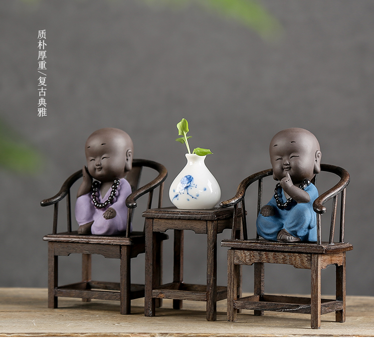 Shadow at zen tea pet furnishing articles boutique creative play purple sand monk tea to keep the little novice monk JT home decoration