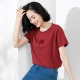 Áo thun nữ mùa hè size lớn 2019 áo sơ mi nữ mới phiên bản Hàn Quốc của áo thun cổ tròn rộng in hoa nữ ngắn tay giản dị - Áo phông áo phông cao cấp