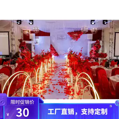 Wedding props led luminous lights with wrought iron T-stage wedding arrangement rainbow semicircular arched road guide three-piece set