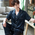 mens lụa ngắn tay pajama set mùa hè mỏng cỡ lớn băng cardigan giản dị loose-fitting mặc nhà hai mảnh bộ. 