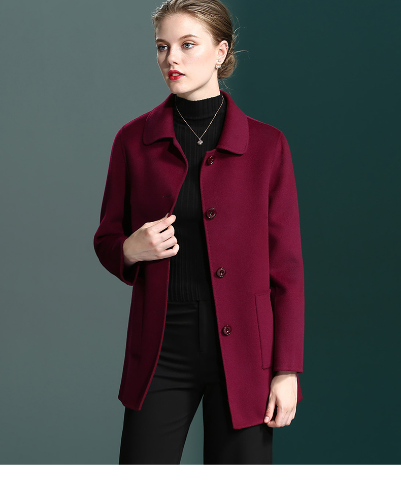 Áo khoác cashmere cho phụ nữ trung niên và cũ, áo len ngắn cho mẹ hai mặt 2018 mùa thu đông mới cộng với phân bón để tăng áo khoác đẹp
