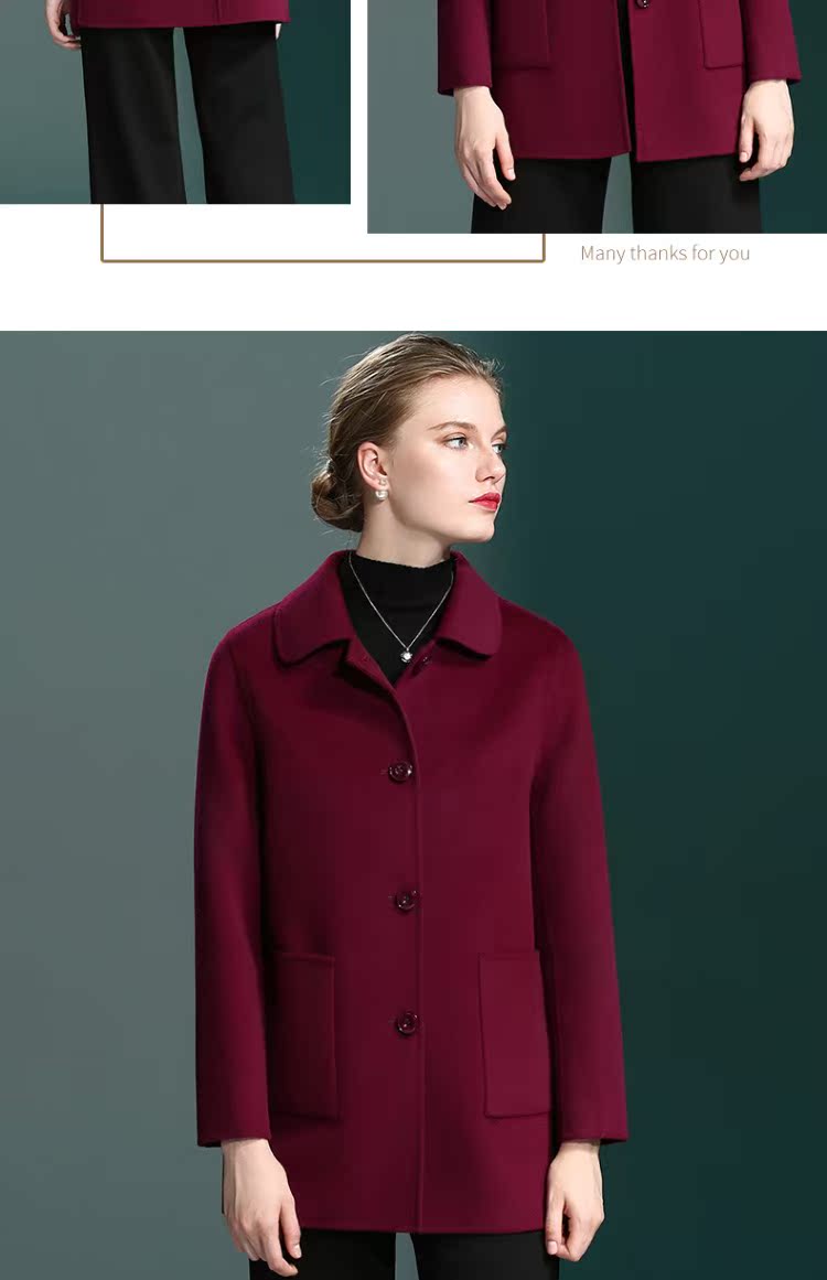 Áo khoác cashmere cho phụ nữ trung niên và cũ, áo len ngắn cho mẹ hai mặt 2018 mùa thu đông mới cộng với phân bón để tăng áo khoác đẹp