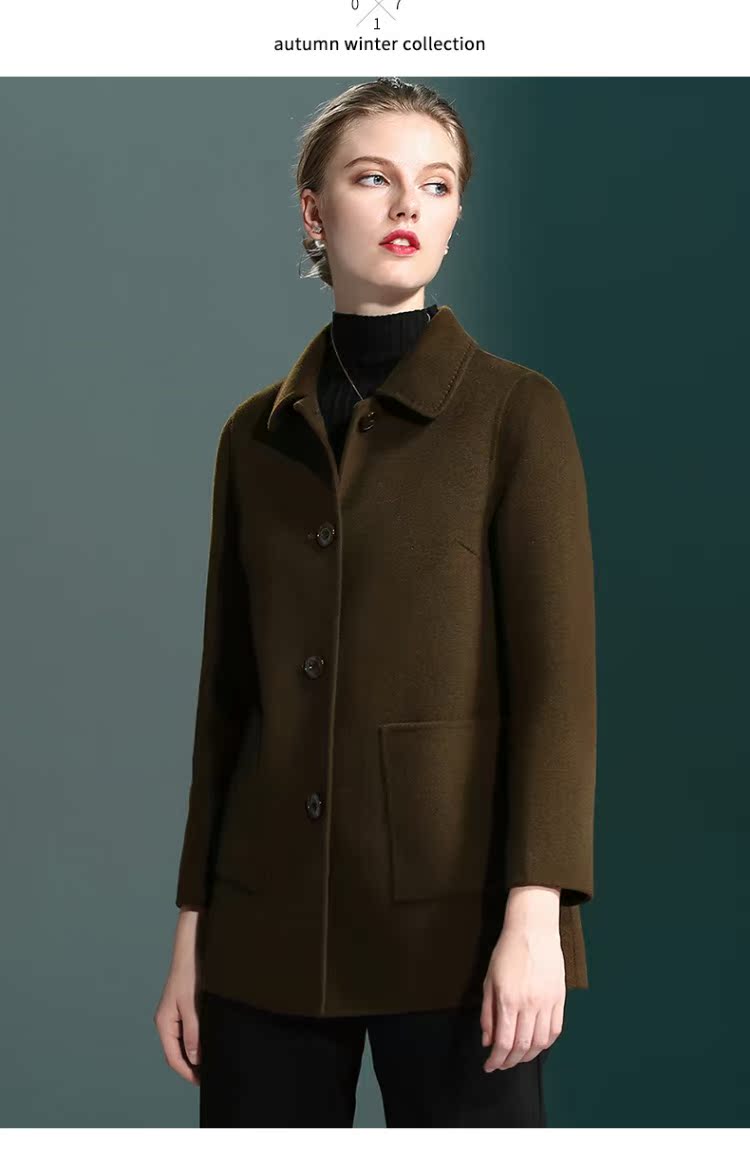 Áo khoác cashmere cho phụ nữ trung niên và cũ, áo len ngắn cho mẹ hai mặt 2018 mùa thu đông mới cộng với phân bón để tăng áo khoác đẹp