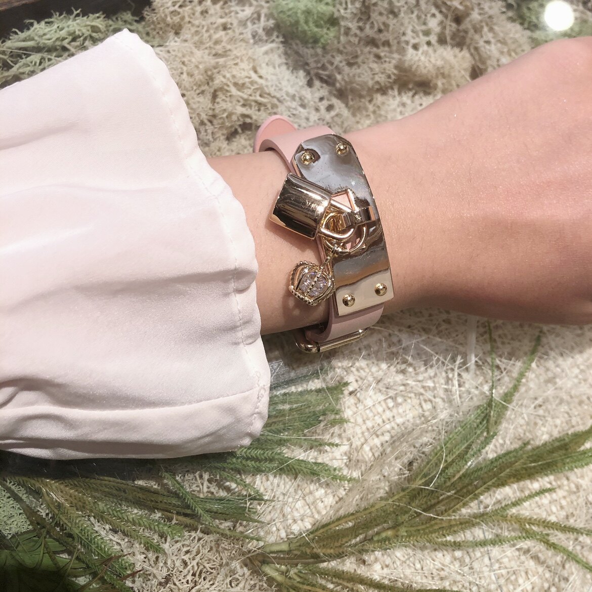 Handle Yuka Japanese rosemarie Romantic Nanjing Lock Decoration Pearl Bracelet girl's Japanese System