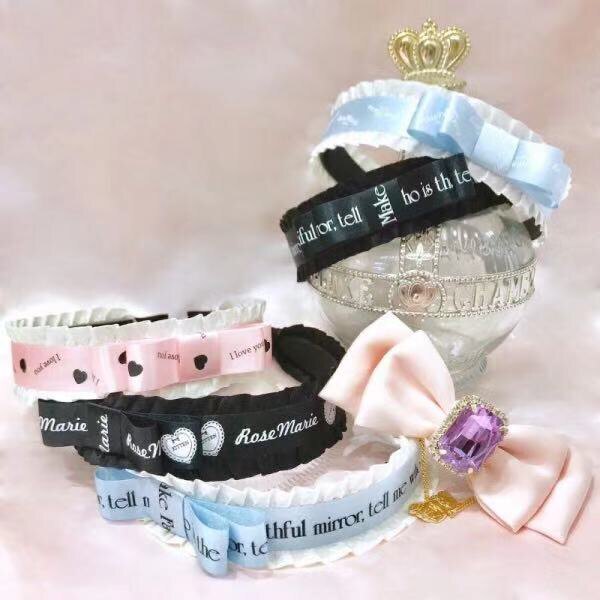 7 fold yuka Japanese rosemarie Lolita wind clever English print bow hair hoop