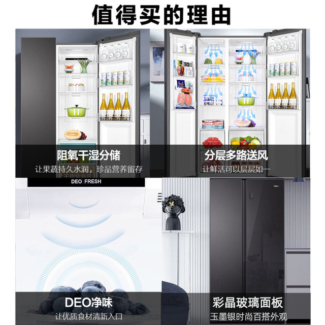 Haier 539-Liter Double-Door Inverter Air-Cooled Refrigerator with Glass Panel and Odor-Free Feature Bcd-539Wghsse5Sl