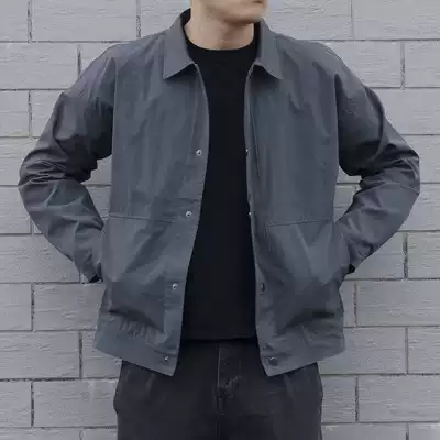 2021 spring new fashion jacket men gray blue thin casual solid color no hat loose lapel jacket men