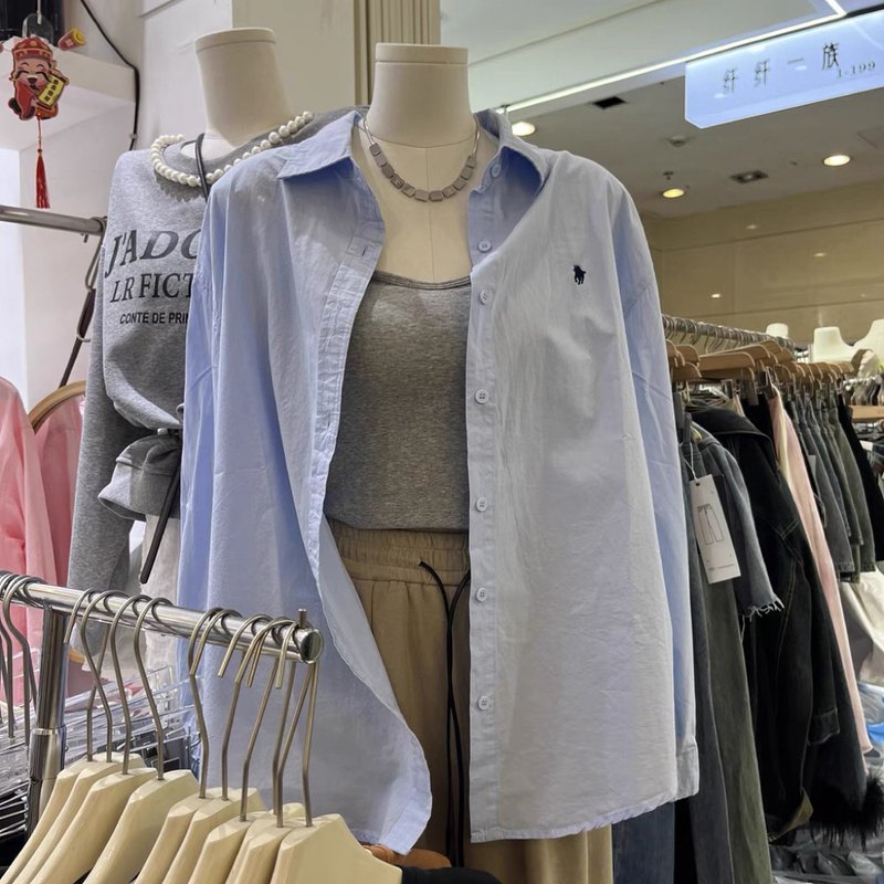Korean-Style White Shirt for Women, Early Spring and Autumn 2026 New Design, Niche Style, Loose Fit, Long-Sleeve Embroidered Top with a Turn-Down Collar