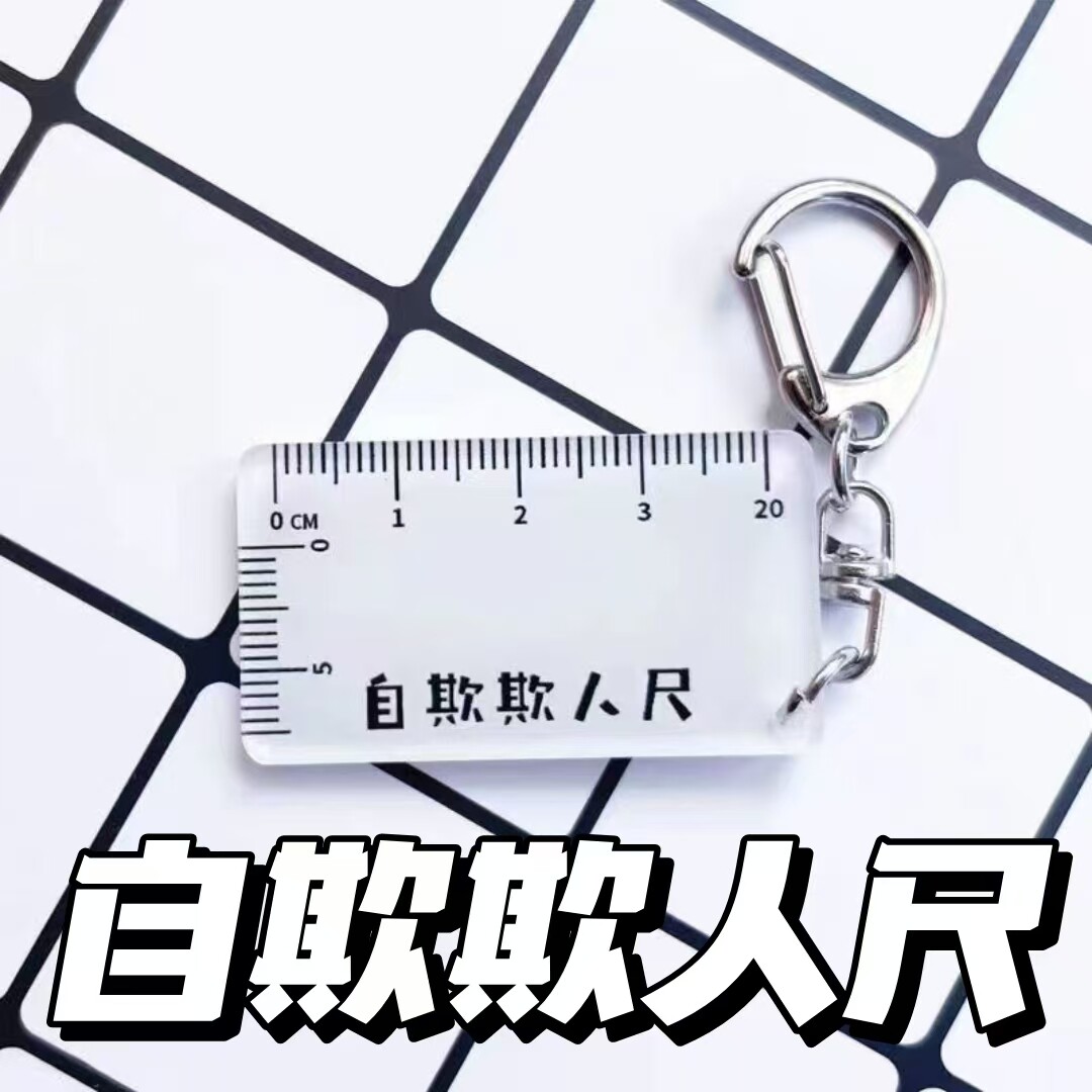 自欺欺人尺搞笑玩具创意钥匙扣亚克力挂件同学整蛊小玩具