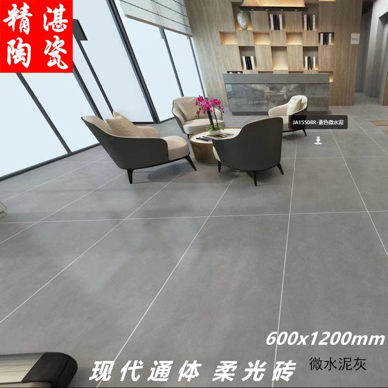 Living room micro-cement flexographic floor brick 600x1200 vegetarian colour modern minimalist grey matt tile indoor wall brick